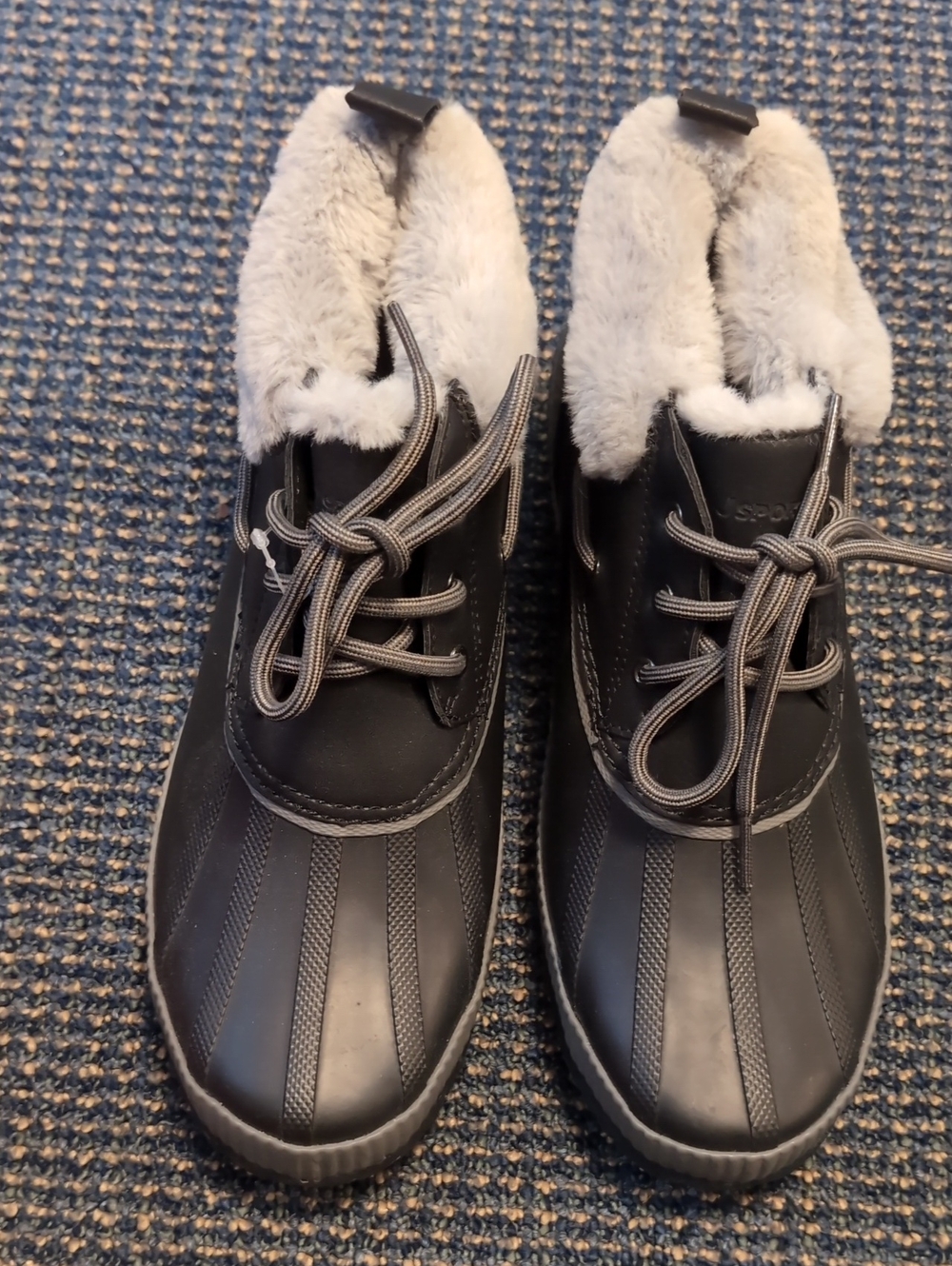 Women's Black Faux-Fur Lined Duck Shoes